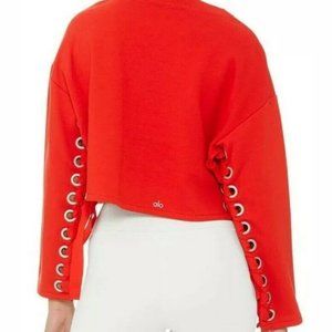 Worn once! Alo yoga suspension pullover top: Medium, Cherry Pop